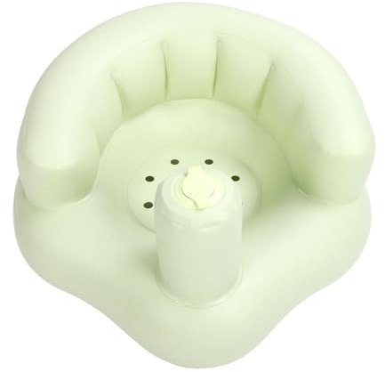 Siège Gonflable pour Bébé en PVC Vert Clair - Chaise de Bain Portable avec Pompe Intégrée Multifonction pour Repas et Bain, Idéal Bébés 3-36 Mois