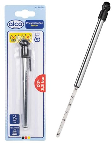 alca Pneumatic Tyre Pressure Gauge Pencil, Air Pressre Tester Universal 0.7-3.5 Bar, PSI, Durable, Easy-to-Read Scale for Cars, Van, Bikes 563000