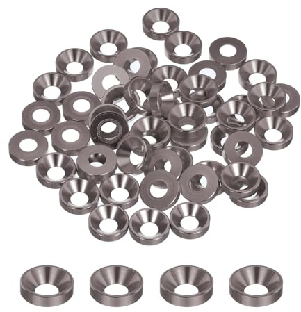 QUARKZMAN Rondelles à Contre-Alésage M6 de 50 Pièces, Alliage d'Aluminium Anodisé de 13,8 mm/0,54 Pouces, Joints de Culasse pour Vis RC/FPV/PC/Pièces d'Accessoires de Drone, Grises