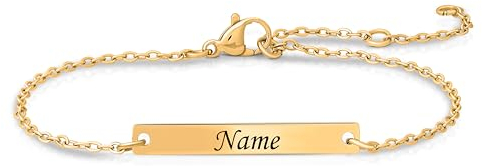 Personalisierte Geschenke Frauen | Personalisiertes Armband | Armband mit Gravur | Geschenk Freundin | Geschenke für Taufe, Valentinstag, Weihnachten, Frau und Freundin (Gold)