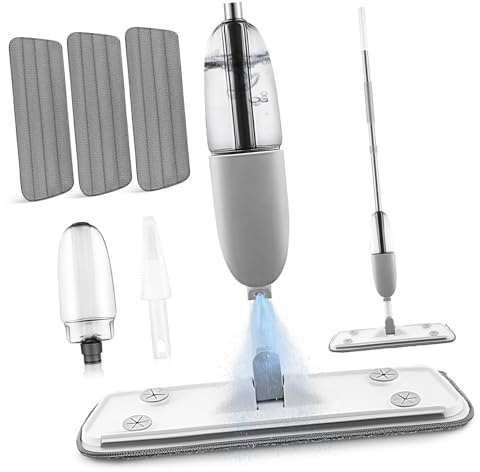 COLLBATH Mopppads sprühen Staubwischer für Hartholzböden Mops für die Bodenreinigung Mit Wasserspray wischen Handwäsche Sprühmopp waschbare Unterlage Putztuch rotieren Waschmittel Plastik