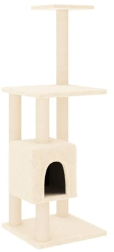 Baziroo Kratzbaum mit Sisal-KratzSäulen 42x42x104 cm Creme Katzenkratzmöbel Sachen für Katzen Kratzmöbel Cat Scratching Post Katze Scratcher Katzenzubehör Indoor Cat Furniture