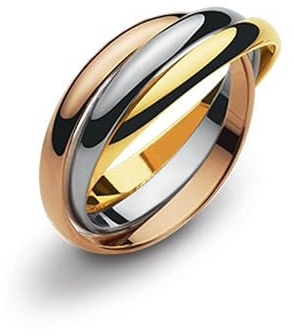MUAU Schmuck Damenring Tricolor Weiss-/Gelb-/Rotgold 750
