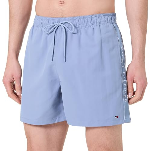 Tommy Hilfiger Short de Bain Homme Medium Drawstring Tape avec Cordon de Serrage, Bleu (Brisk Blue), L