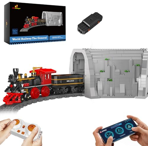 JMBricklayer Eisenbahn-Bausatz, RC City Eisenbahn-Bauspielzeug mit Eisenbahnschienen und Tunnel, 51111 Dampflokomotive-Modellbausatz zum Spielen, Ausstellen oder Sammeln, Geschenk für Erwachsene