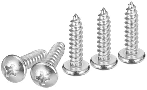 DTGN #10x3/4 Phillips Pan Head Self-tapping Screw - 25Pack - Bright Finish 304 Stainless Steel Sheet Metal Screws Wood Screws