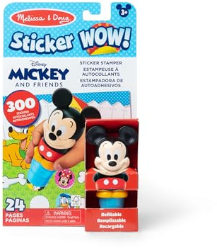 Melissa & Doug Sticker Wow - Bloc de actividades de 24 páginas y sello de calcomanías, 300 calcomanías, juguete para la ansiedad de arte y manualidades, personaje coleccionable de Mickey Mouse de