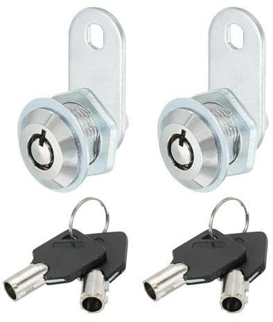 PATIKIL Verrou de Meuble avec Clé, 2 Pcs 5/8 (16mm) Cylindre de Verrou de Came à Clé en Alliage de Zinc Chromé Serrures de Tiroir à Came Tubulaire Clé Amovible Tiroir