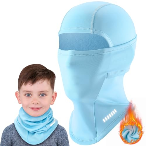 VOBUKE Passamontagna Invernale Bambini 7-13Anni, Multifunzione Antivento Caldo Maschera da Sci per Ragazzi Ragazze Antivento Balaclava Traspirante Berretti Cappello con Scaldacollo per Sport Aperta