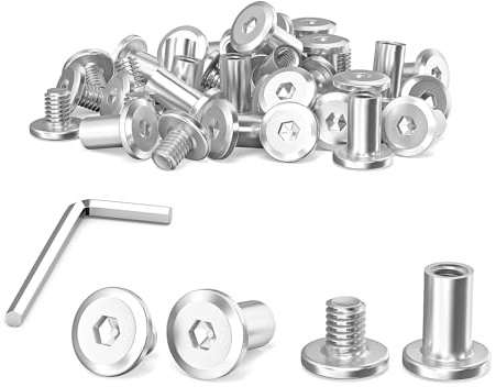 40 Sets Verbindungsschrauben M5 x 10 mm Möbelverbinder Schrankverbinder | Hülsenschrauben, Möbelschrauben mit Schlüssel, Edelstahl A2 Möbelverbinder und Schrankverbinder für Betten und Holzplatten