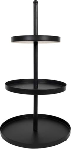 Cookinglife Etagere Schwarz, Metall, 3-stufig, Ø 20, 25 & 30 cm, 55 cm hoch, für Buffet und Tischdekoration