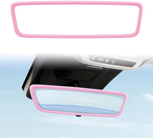 Rückspiegelabdeckung,Silikon Auto Innenspiegel Schutzrahmen,Rosa Spiegel Zubehör Für Kfz Deko,Silikon-Kfz-Spiegelrahmen, Auto Zubehör (Rosa)