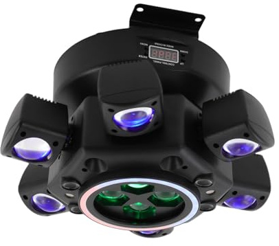 Moving Head Partylicht mit Fernbedienung – 6-in-1 DJ Bühnenlicht mit DMX512, Laser, Stroboskop & Soundaktivierung für Disco, Club, Hochzeit (120W, IP20)