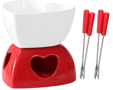 per fonduta di cioccolato - Set scaldamani al burro in ceramica, per fusione di cioccolato personale, da portata per fonduta compatta, design semplice per servire dessert con