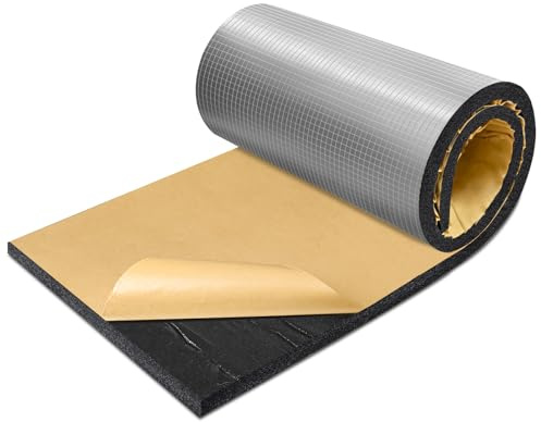 BXI Sound Proof Closed Cell Foam, Self-Adhesive 33 x 92 x 1.5 cm Heat Shield Acoustic Rubber Foam Sheet - Waterproof Noise Vibration Thermal Insulation Roll for Home, Car, HVAC, Pipe, Machine