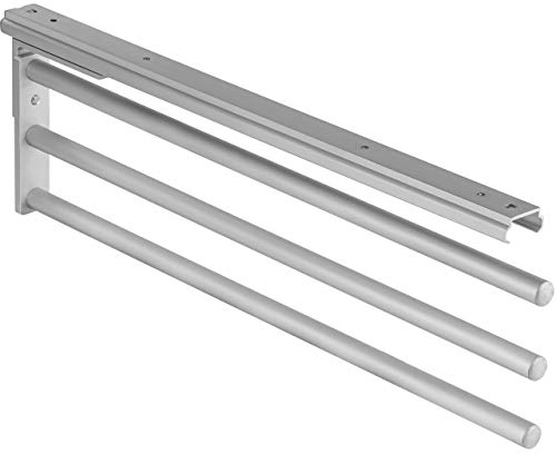 Gedotec Handtuchhalter | H6008 | Handtuchauszug 3-armig ausziehbar | 1 Stück | Geschirrtuchhalter Länge 465 mm in silberfarben | Bad & Küchen-Schrank Handtuchreling schwenkbar 90° | Made IN Germany