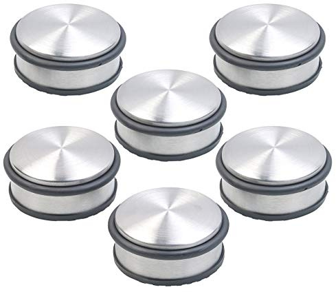 infactory Türfesthalter: 6er-Set Edelstahl-Türstopper mit Gummiring & Anti-Rutsch-Unterseite (Boden-Türstopper, Boden ohne Bohren, Puffer)