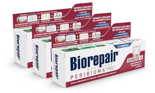 Biorepair Peribioma Pro Fortschrittliche Zahnpasta für Geschwister und Gleichgewicht von Mikrobiot-Problemen, 3 x 75 ml