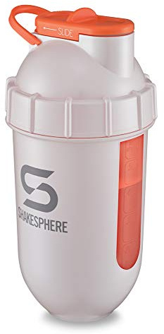 ShakeSphere Tumbler View: Protein Shaker Bottle with Side Window, 24oz ● Capsule Shape Mixing ● Easy Clean Up ● No Blending Ball Needed ● BPA Free ● Mix & Drink Shakes, Smoothies, More (Pearl White) | No Mixing Ball, Leakproof, Purees Fruit, Protein Shakes, Pre-Workout Powder, Gym, Smoothie Cup, Fitness, Ideal Gift Idea
