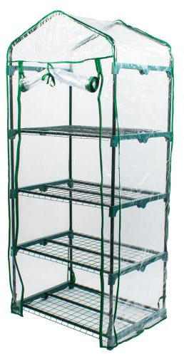 KCT 4 Tier Greenhouse with Shelves and Waterproof Cover Mini Garden Grow House