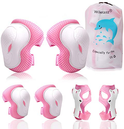 Wiletasz Knieschoner Ellenbogenschoner & Armschoner f¨¹r Kinder, Kinder Schonersets Verstellbarer Gurt f¨¹r 5-12 Jahre Radfahren Inline-Skates, Rollschuhe, Skateboarding & Scooter Schonersets