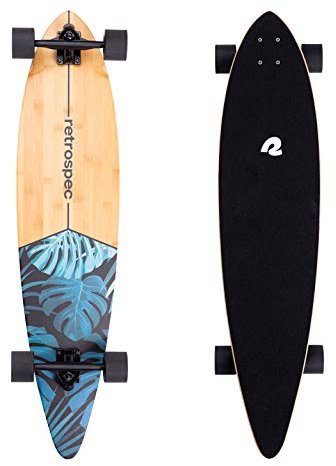 Retrospec Zed Pintail Longboard Skateboard Complete Cruiser | Bambus & kanadisches Ahornholz Cruiser w/Reverse Kingpin Trucks für Pendeln, Cruisen, Carving & Downhill Reiten