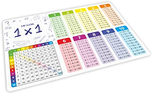 stabiles Vinyl Tischset mit Lerneffekt für Kinder Platzdeckchen Platzset abwaschbar reißfest farbecht (kleines 1x1)