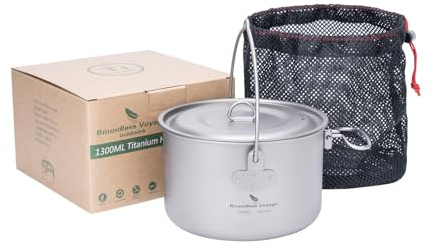 Boundless Voyage Camping Titan Hängetopf mit klappbarem Griff Picknick Wandern große Kapazität Wasserkocher Kochgeschirr 1,3 l 1,95 l 2,9 l (YTi2043C-1300 ml)