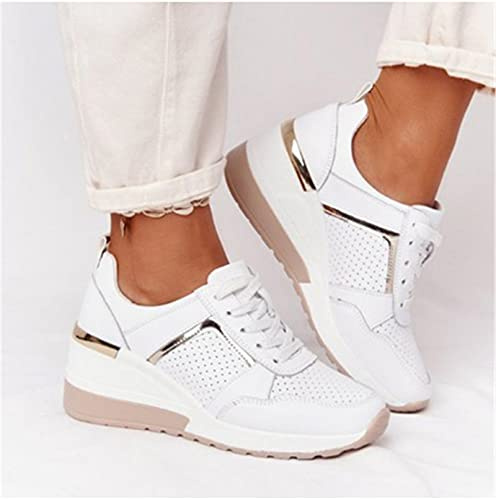 Faxkjeuls Dam vardagsskor höjd ökande sport kilskor kudde bekväma sneakers vit 37