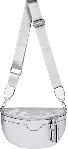 styleBREAKER Damaxelväska i halvmåne-form, avtagbar justerbar axelrem, enfärgad handväska 02012380, silver, Einheitsgröße