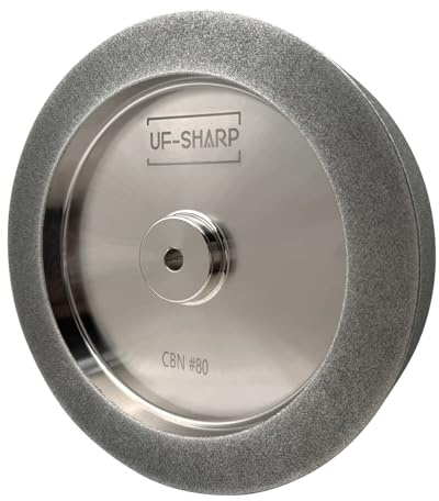 UF-SHARP CBN-Schleifscheibe für Tormek T8, 250 mm x 50 mm x 12 mm, kompatibel für Trocken- oder Nassschleifen (rechte Ecken, Korn 80)