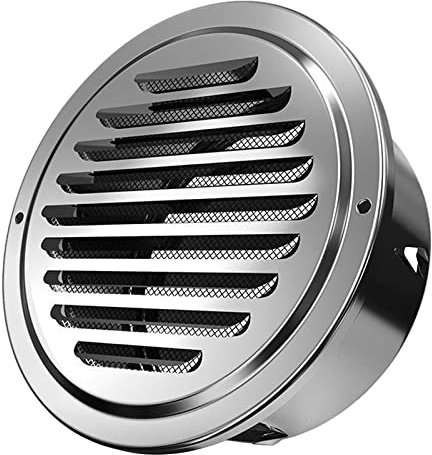 Exhaust Grille 8 7 6Vent Cover Stainless Steel Wall Soffit Vents For Outdoor - Flat Round Vent Cover 45° Louver Grill Air Vent Outlet Cap With Screen Mesh Wall Mount Exhaust Covers ( Size : 180mm(7