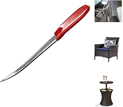 SANMENMO Wicker Repair Tool, Stainless Steel Prying Tool with Silicone Handle Cover, Dragon Pattern No Metal Burrs Rattan Pick for Patio Furniture Basket Fix/Webbing-30