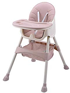 RALIRA Baby-Hochstuhl, rosa, Kinderstuhl, für den Außenbereich, klappbar, multifunktional, tragbar, Babystuhl, Heim-Esstisch mit doppeltem Tablett