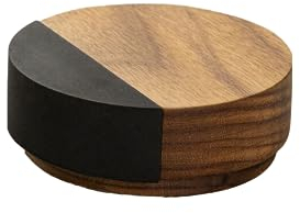 Gedotec Premium Türstopper Boden - Holz | OMO | 1 Stück Designer Tür Stopper Nussbaum | Türpuffer D: 65 mm selbstklebend | inklusive Befestigungsmaterial | Türstopper | door stopper