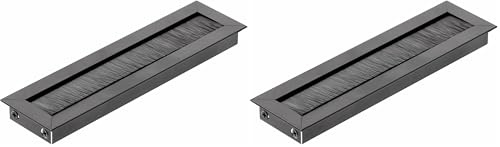 GTV - Kabeltülle Merida - Kabeldurchführung Kabeldurchlass Rechteckig Kabelorganisation für Möbel Kabeldurchlass/Entworfen für die Installation in der Arbeitsplatte/Schwarz 18cm (Packung mit 2)