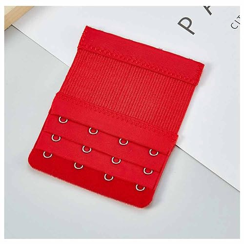 SHTGOI Lot de 5 rallonges de soutien-gorge 4 crochets 3 rangs élastiques pour soutien-gorge, extensibles, sous-vêtements, boucle d'extension de soutien-gorge - Accessoires pour femmes - Rouge