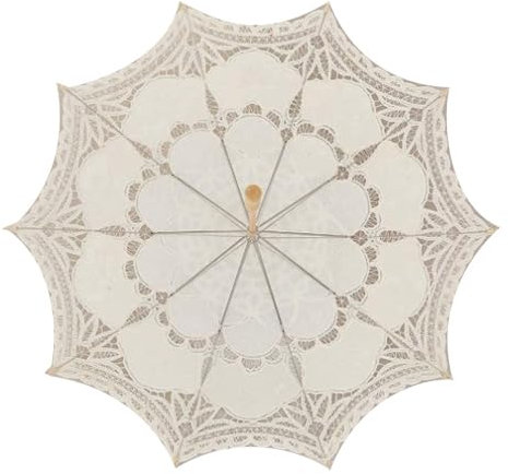 Buachois Hochzeitsschirm, Spitze, Eleganter Stil, Weißer Brautsonnenschirm, Romantisches Handwerk, Personalisierter Regenschirm Für Foto-Requisiten, Hochzeitsdekorationen(43 x 45 cm-Beige)