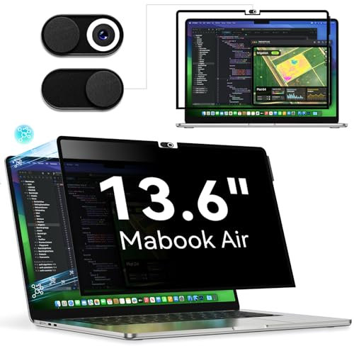 Privacy Screen Protector Compatible with MacBook Air M2 13.6 Inch (2022 Release), Easy On/Off Removable Anti Spy Blue Light Glare Shield Film Laptop Privacy Filter for Apple Mac Air 13 M2 (A2681)