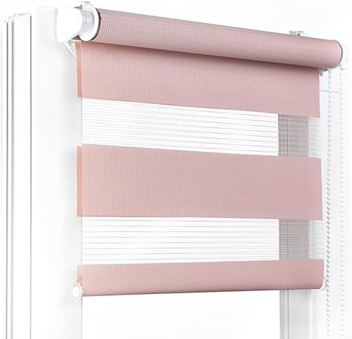 Fenster DEKOR - Rollos für Fenster Bleich-Rosa - Klemmfix Rollo ohne Bohren B80 x H120 cm - Doppelrollo mit Einer Breiten Auswahl an Größen und Farben - Blickdichte Rollos, einfach zu montieren