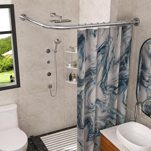 SIKAIQI Binario per tenda da doccia in acciaio inox 304 estensibile a forma di L, ad angolo, per vasca da bagno (60-92 cm x 60-92 cm), installazione senza trapano, per bagno, negozio di abbigliamento,