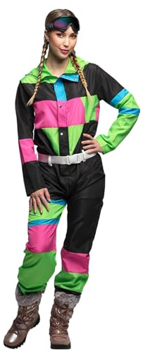 Boland - Ensemble de costume de ski années 80 pour femme, noir