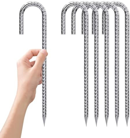 Erdanker-Bodenanker-30cm, Zeltheringe Verzinkt J-förmige Heringe ErdnäGel Stabil Bodenanker Trampolin Zelt Metall Haken für Camping Die Sicherung Von Zaun Zelten Gartenarbeit Usw 6pcs