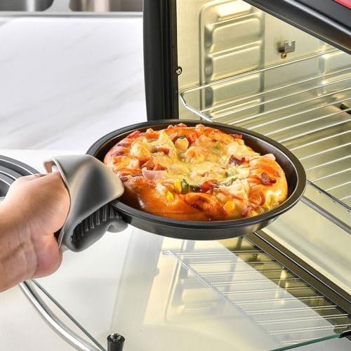 BESTonZON Pizza Pan, 7 Inches Matte Black Nonstick Pizzas Tray, Microwave Oven Baking Tray Pie Tray, Baking Pans Carbon Steel Pie Pan for Home Kitchen Bakeware Bread Cake Handmade