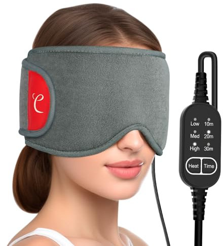 Comfytemp Heated Eye Mask with Large Coverage, USB Heating Pad with 3 Heating Levels, Timers, Electric Mask for Blepharitis, Dry Eyes Treatment, Warm Compress for Sinus Headache, Migraine, MGD