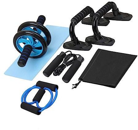 CORHAD 1satz Fitness Zubehör Set Teiliges Heimtrainingsset Mit Bauchroller Springseil Liegestützgriffen Widerstandsbändern Knieschonern Und Tragetasche Für Und Für Effektives