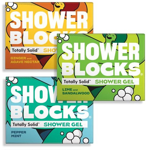 Shower Blocks - Mixed 3 Pack Solid Shower Gels: Mens Edit - Plastic, Cruelty and Paraben Free | Vegan | Moisturising Body Soap For The Shower