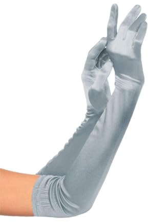 Gants de soirée longs en satin – Gants de déguisement de mariée, bal d'opéra, style années 1920 pour femme, gris, taille unique