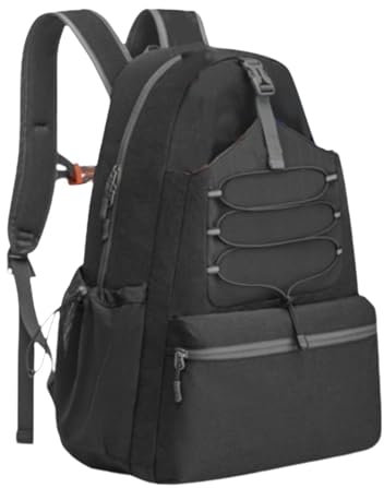 Amagogo Tennistasche, Tennis-Rucksack, glatter Reißverschluss für Damen und Herren, Badmintontasche, Pickleball-Rucksack, leichte Tennisschlägertasche, Schwarz