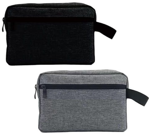 2 Pack Toiletry Bag, Wash Bag, Wash Bags for Men, Waterproof Toiletries Cosmetic Organizer Bag, Gym Shaving Shower Bathroom Bag, Toiletries Bag with Handle for Men and Women (Black+Grey)